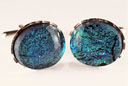 Blue/green diamond cut Cufflinks